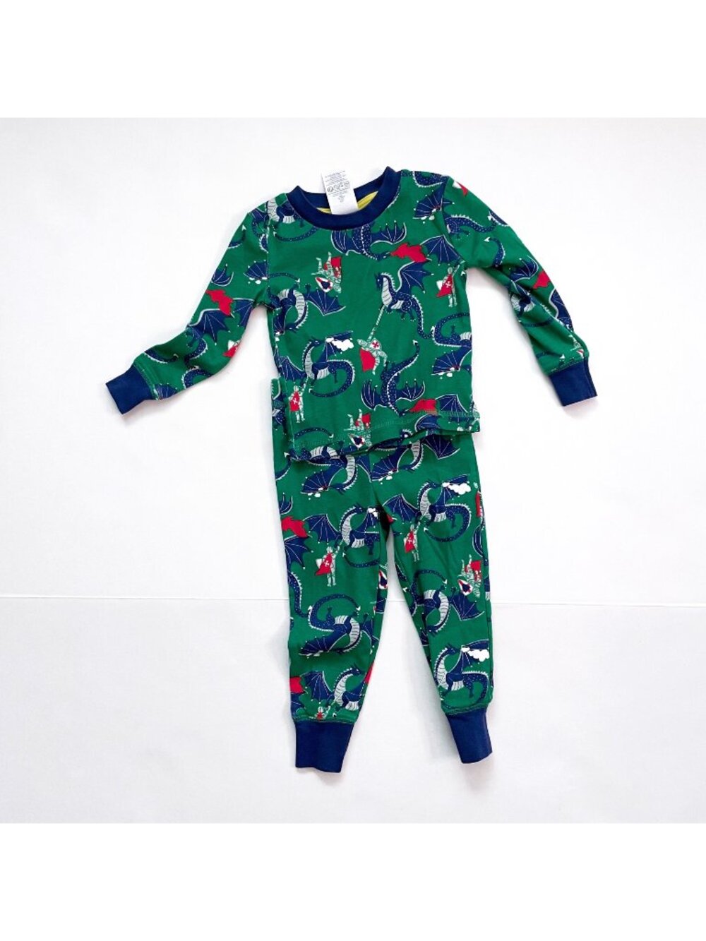 Mini Boden Green Dragon Pajama Set, Size 2